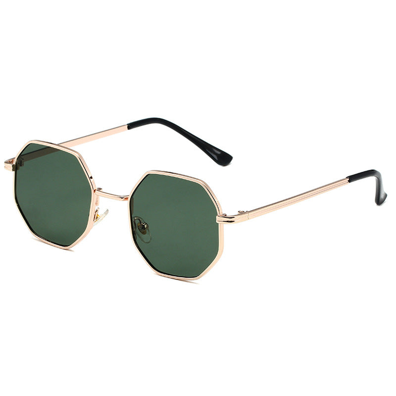 New Vintage Small Frame Sunglasses Men And Women Trendy European And American Street Metal Sunglasses Octagonal Round Face Glasses S2086