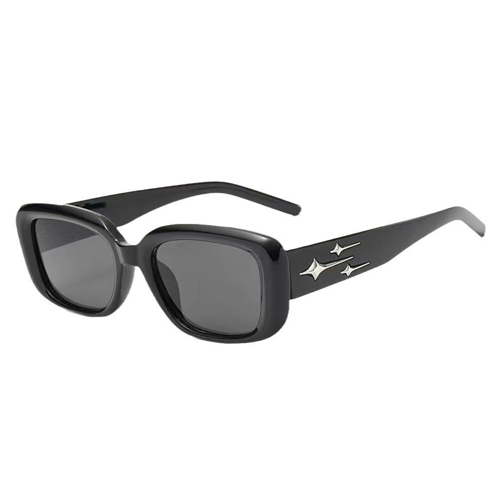 High-end Sunglasses For Women, Small Face 2024 New Model, Chain Legs, Star Sunglasses, Big Face, Slim Black