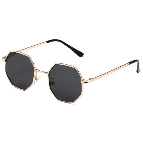 New Vintage Small Frame Sunglasses Men And Women Trendy European And American Street Metal Sunglasses Octagonal Round Face Glasses S2086