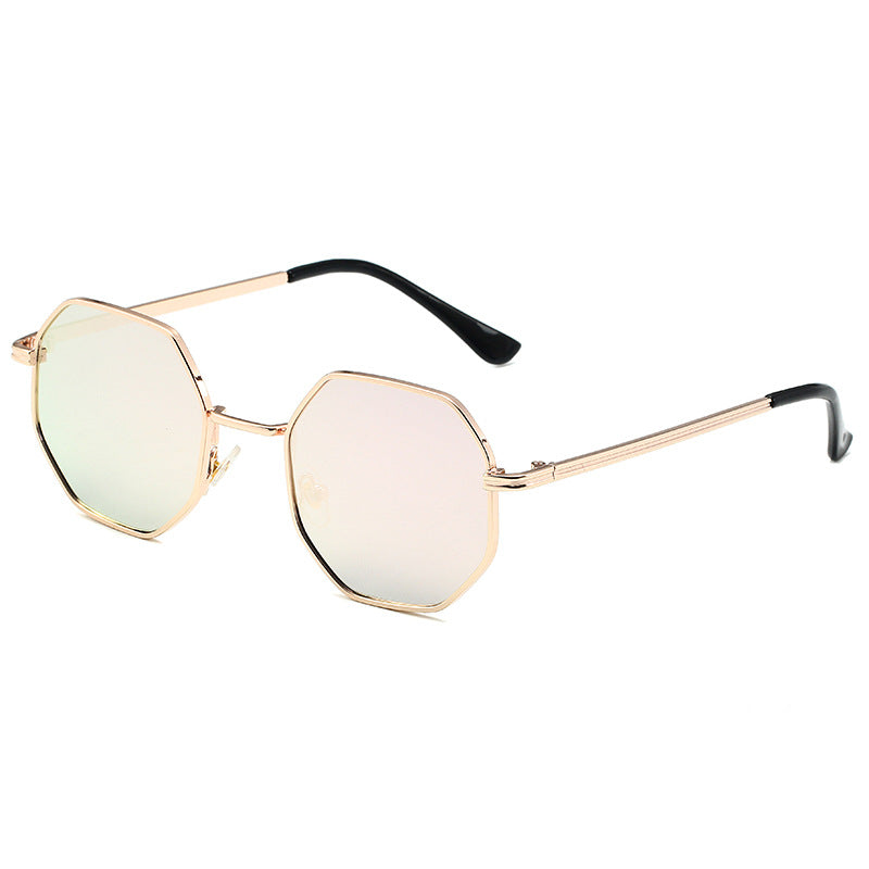New Vintage Small Frame Sunglasses Men And Women Trendy European And American Street Metal Sunglasses Octagonal Round Face Glasses S2086